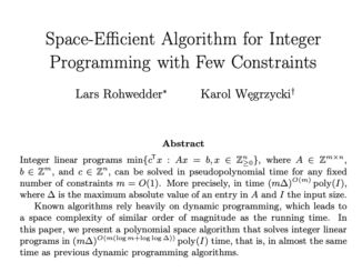 This Research Paper Discusses Space-Efficient Algorithms for Integer Programming with Few Constraints