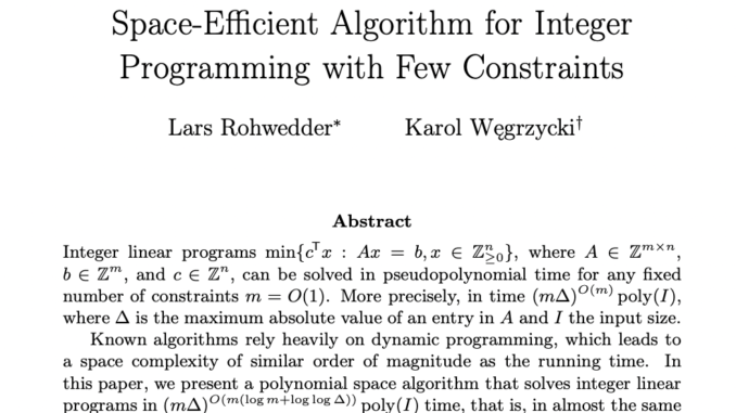 This Research Paper Discusses Space-Efficient Algorithms for Integer Programming with Few Constraints